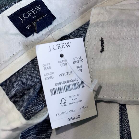 J. Crew Men's Shorts Blue Linen Blend Chino - Picture 9 of 9